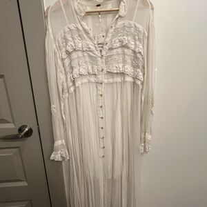 Elegant White Sheer Button-Down Dress